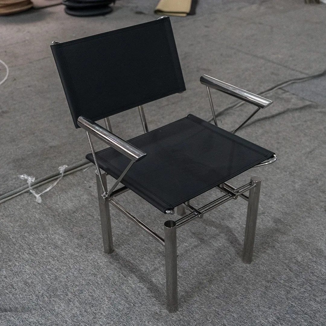 

Stainless steel medieval leather backrest reception chair