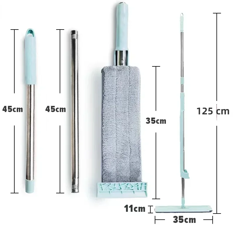 Flat Mop Steel Handle 360° Swivel Microfiber Mop Dry Wet Kitchen Cleaning Hands Free Flat Mop  Cleaning  Floor Cleaning