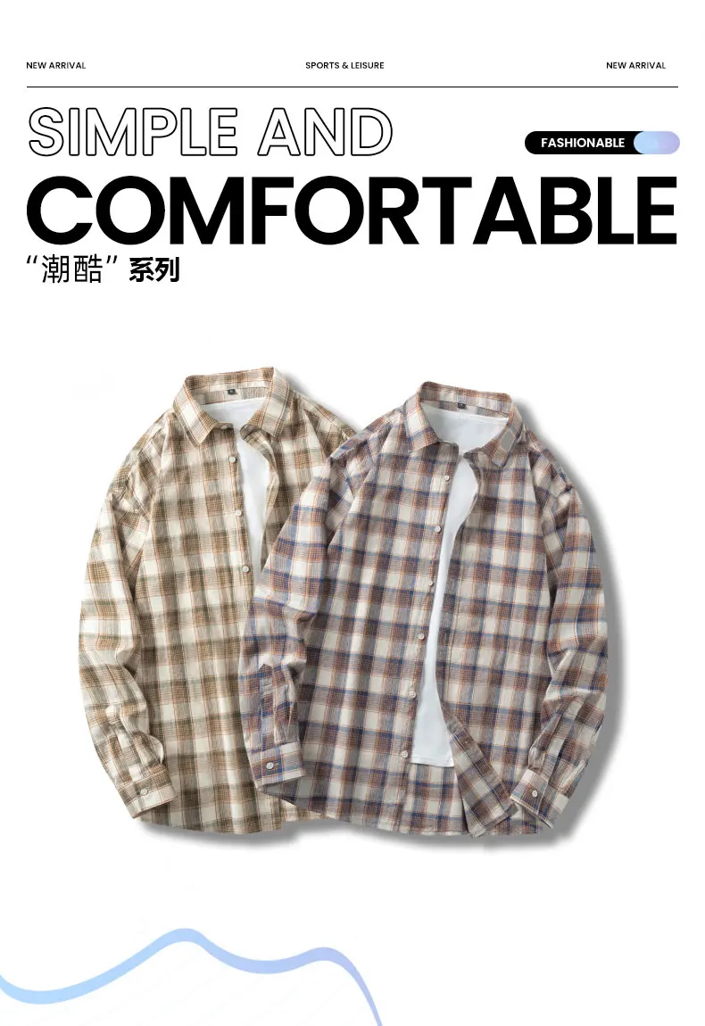 Männer Hemd Plaid 100% Baumwolle Flanell Langarm Oversize Lose Frühling Herbst Straße Casual Business Männlich Bequeme Kleid Hemd – Detail 1