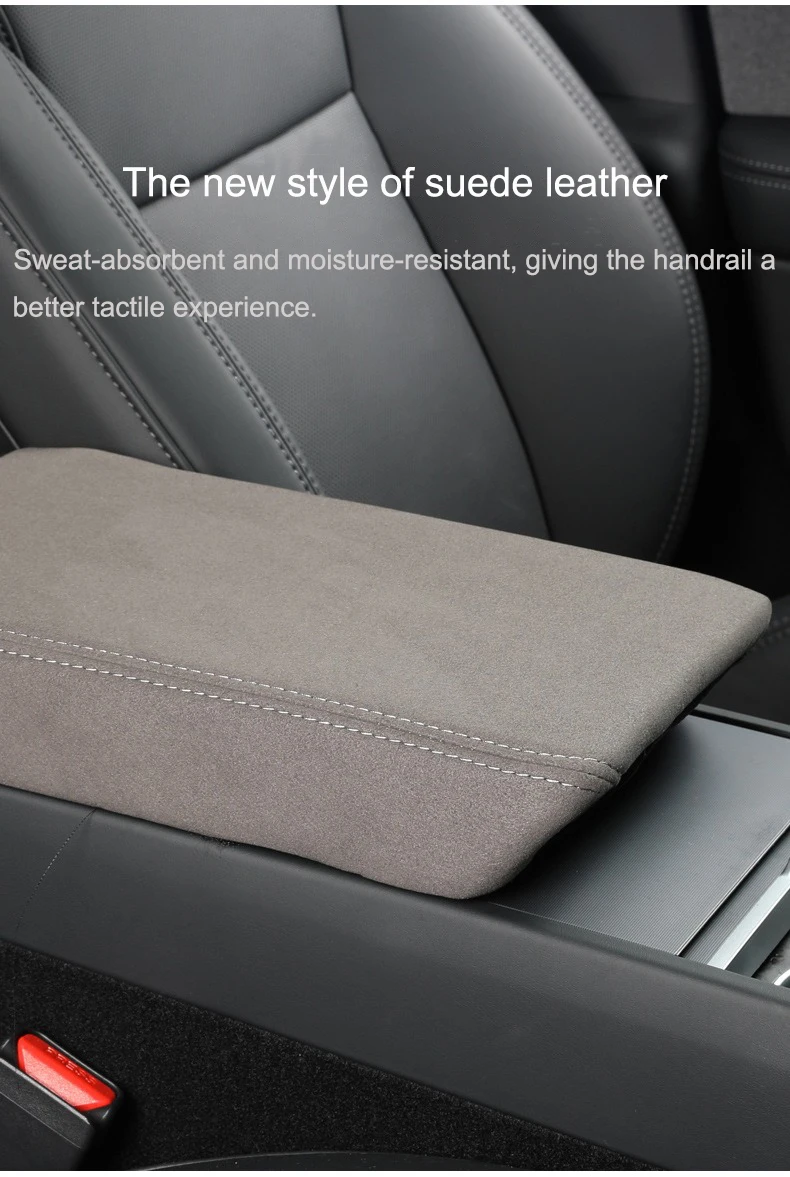 For Tesla Model 3 Highland Armrest Box Napa Leather Protective Pad Non-destructive Installation Model 3+ Suede Armrest Cushion