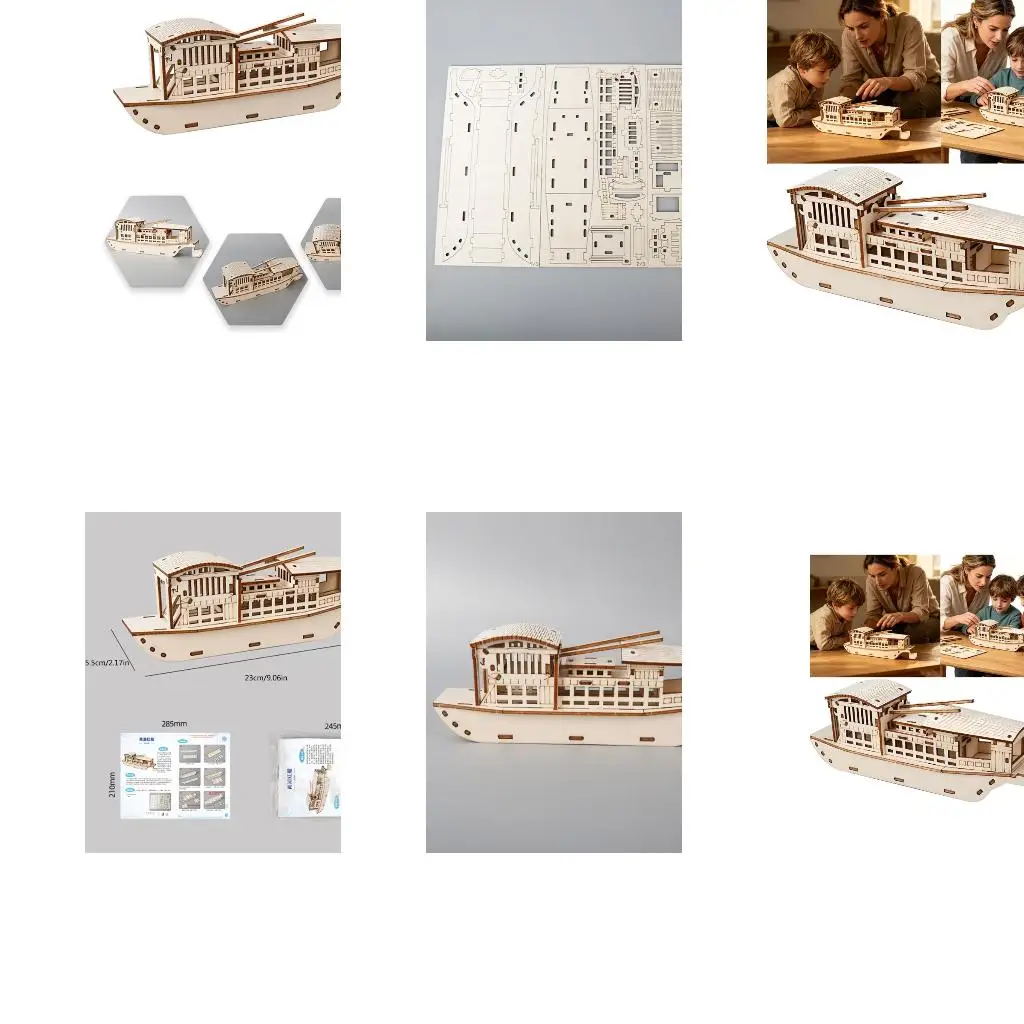  Safe Friendly Wooden South Lake Red Boat Model Set For Patriotism Education