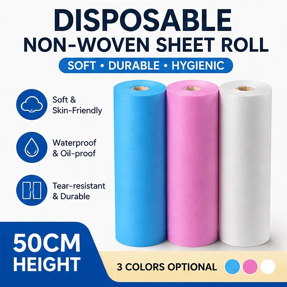 Disposable Nonwoven Bed Sheet Roll 50cm Height Waterproof Oilproof Tear Off Tattoo Beauty Massage Table Cover Protective Pad