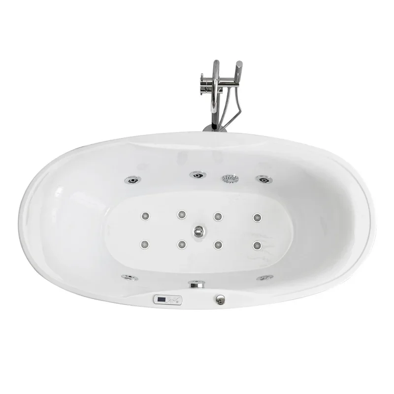 #Oval Massage Bathtub, 7-Color LED Light, Bubble Bath, Egg-Shaped, Temperature Control, Romantic Hotel and Homestay Spa Tub