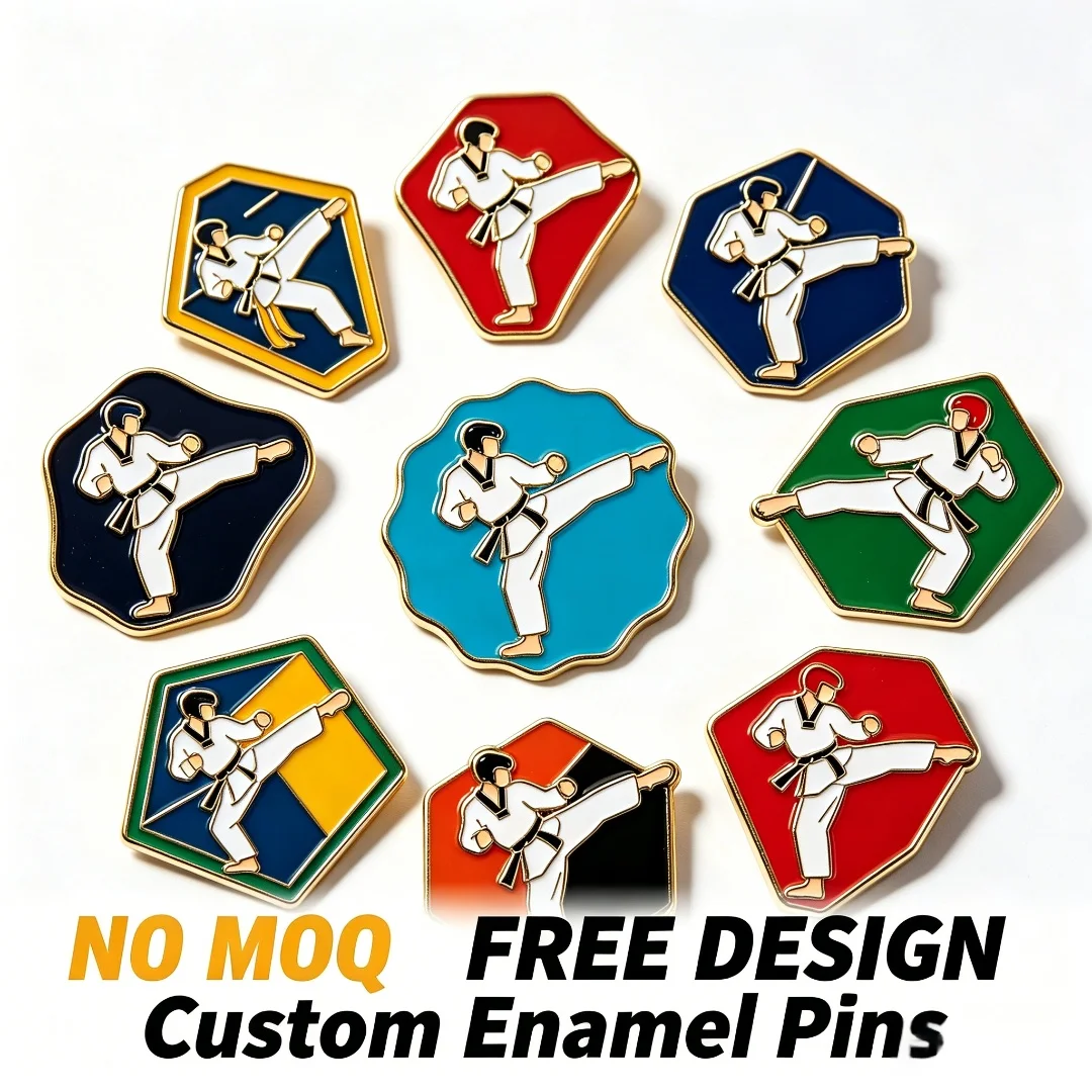 

Custom Taekwondo Martial Arts Enamel Pins No MOQ Free Design Sports Lapel Pins Hard Enamel Brooch Badge Gift