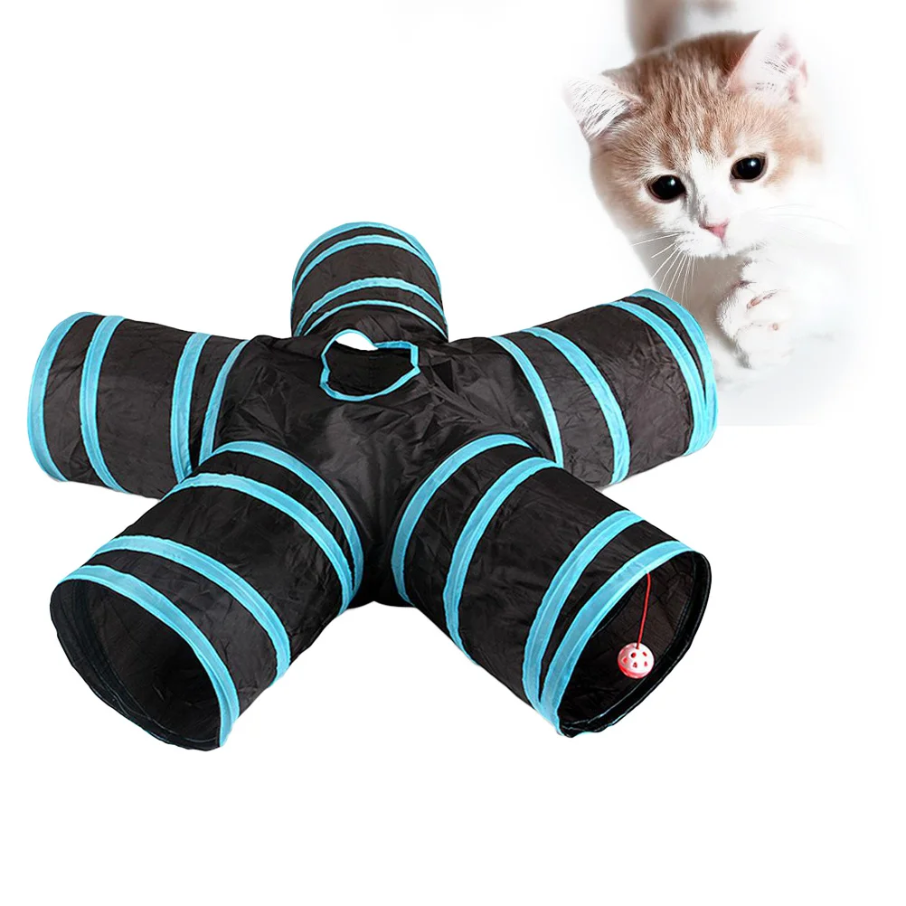 

1Pcs Foldable 5 Way Pet Tunnel Durable Tear-Resistant Crinkle Animal Tube for Small Pets Cats Dogs Guinea Pigs Rabbits