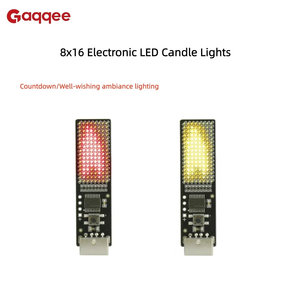 DC 5V Electronic LED Candle Light, Countdown/Message Ambient Lighting Module, 8x16 LED Matrix Display Light, USB-Powered