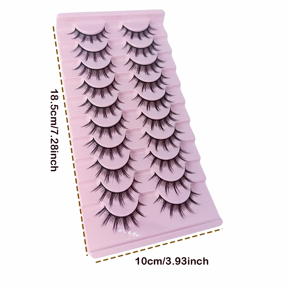 10 Pairs Manga Anime Lashes Natural Look False Eyelashes ,Korean Japanese Asian Lashes Cosplay Fake Eyelashes,manga lashes