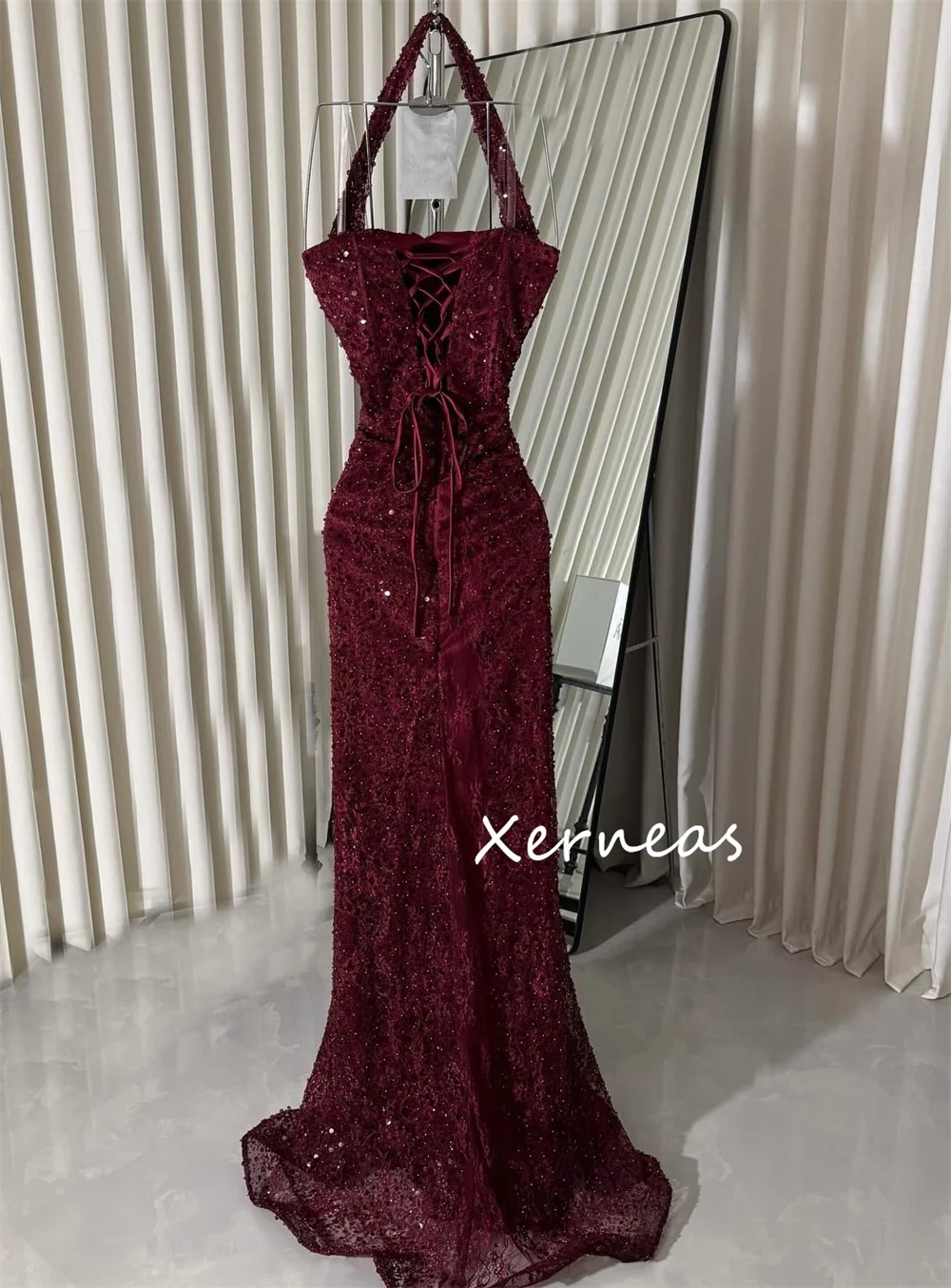 Abiti lunghi con lacci da sera formale con paillettes scintillanti personalizzati Abiti lunghi con lacci Occasioni su misura Abito da festa affascinante Stile moderno