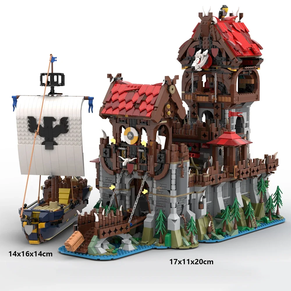 MOC สถาปัตยกรรมยุคกลาง Wolfpacked Tower เรือ Building Blocks ชุดเกมปราสาทคลาสสิก House DIY อิฐของเล่นสําหรับของขวัญเด็ก