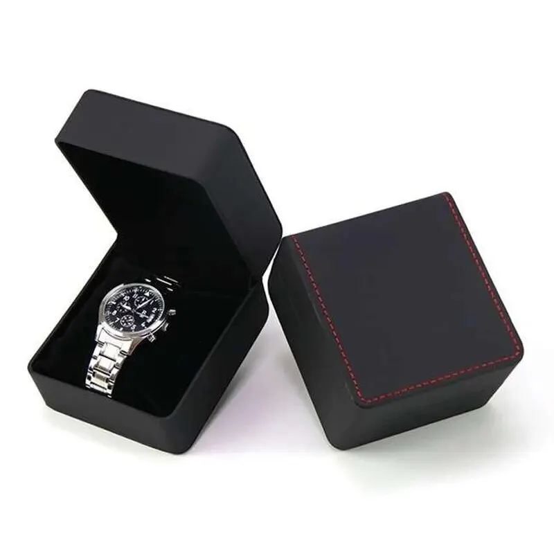 Einzelne Uhren-Geschenkbox mit Kissen, PU-Leder, Armbanduhr-Vitrine, Organizer für Herren