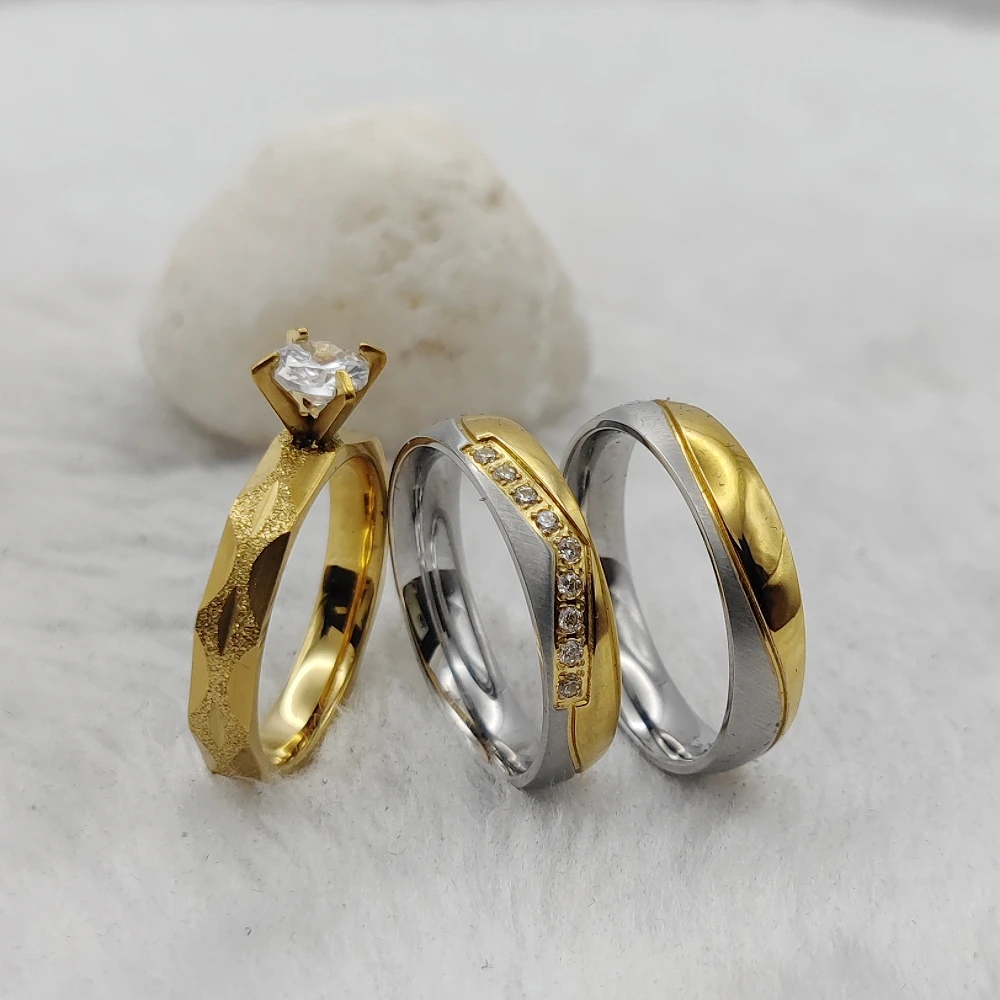 Fashion Engagement Manufacturers Wedding Marriage Ring Woman Ladies  Couple Commitment Marriage 18K Gold Plated Ring