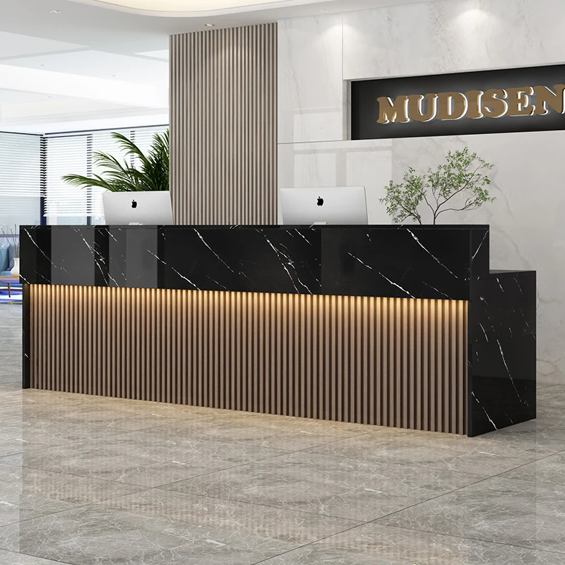 

Vintage Storage Reception Desk Counter Decorations Hair Salon Cashier Reception Desk Counter Luxury Office Salon Furniture