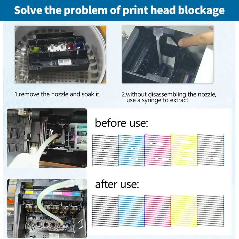 Fcolor DTF Ink Cleaner Cleaning Solution For Epson DX5 L805 XP600 I3200 DTF Inkjet Printer Printhead Tube Strong Cleaning Liquid