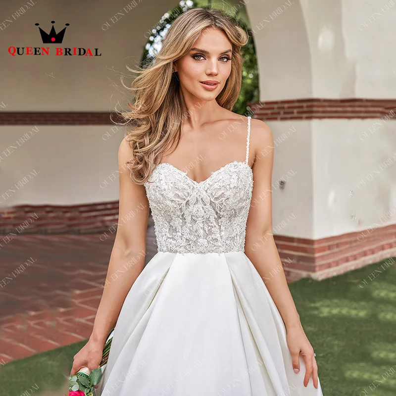 Elegant Spaghetti Straps V Neck Wedding Dresses 2024 Beading Sequined Lace Bridal Ball Gown Vestidos De Novia Custom Y91H