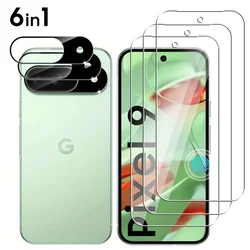 6 in1 for Google Pixel 9 Tempered Glass Google Pixel 9Pro Screen Protector Camera Lens Protectors Fingerprint Unlock Compatible