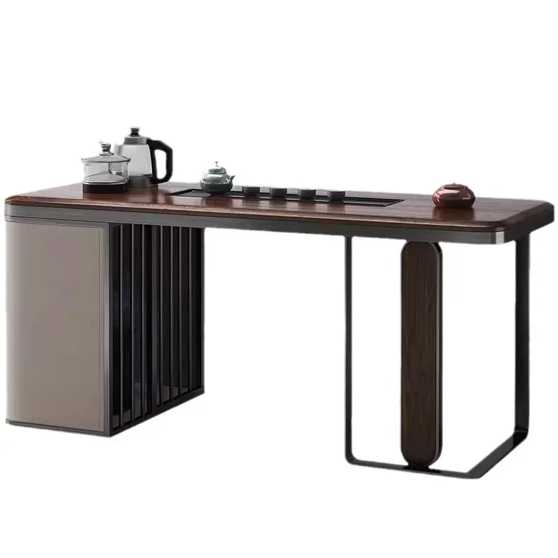 YY   North American black walnut tea table household small tea table new Chinese high-end solid wood small tea table and chair