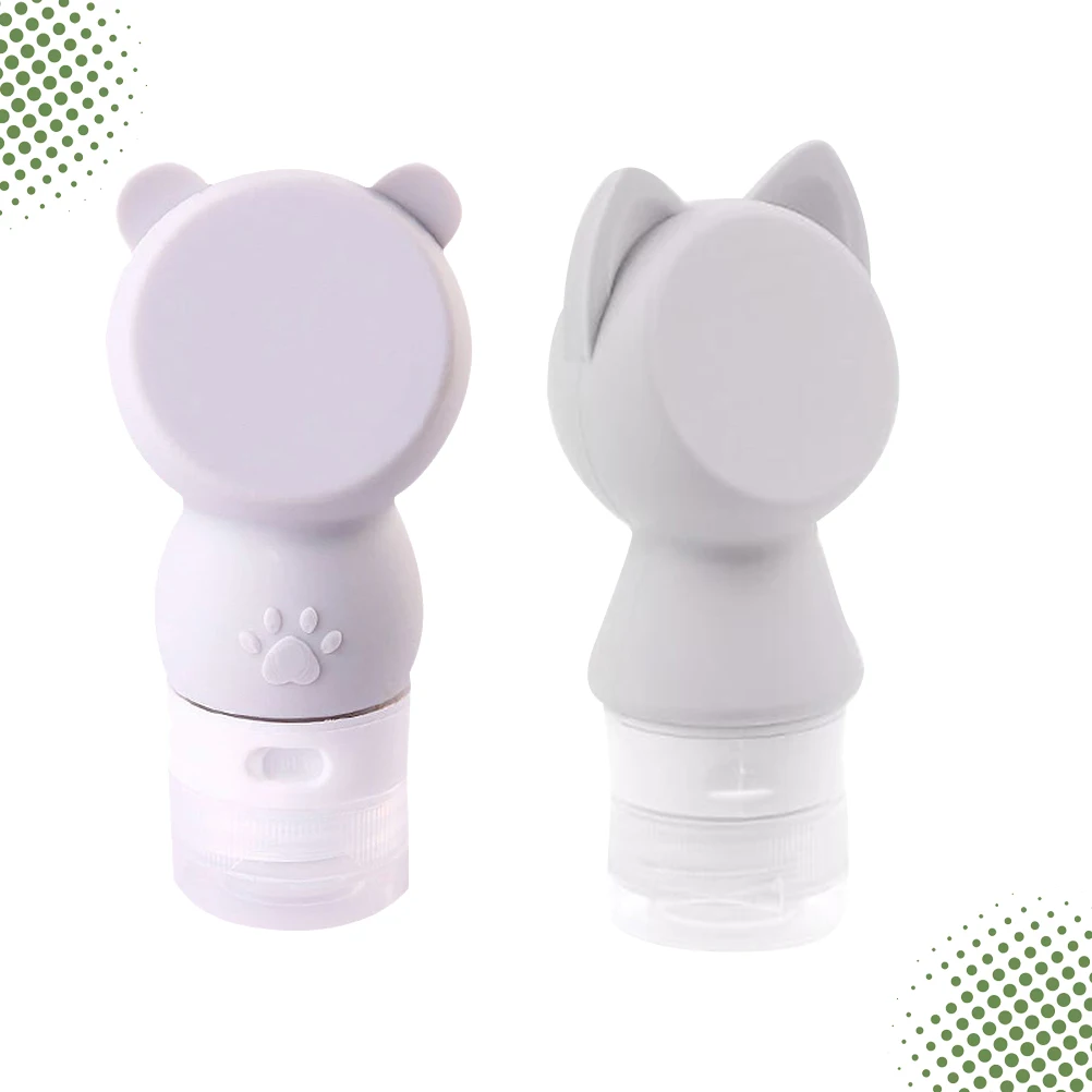 

2 PCS Silicone Bottle Dispensing Press Pump Lotion Dispenser Cosmetics Container Empty Bottles Cartoon