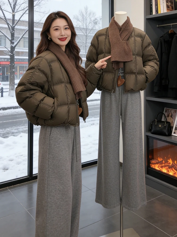 

Женская утепленная пуховая куртка с капюшоном, короткая, из хлопка, теплая, в корейском стиле, свободного кроя, с длинными рукавами, на молнии