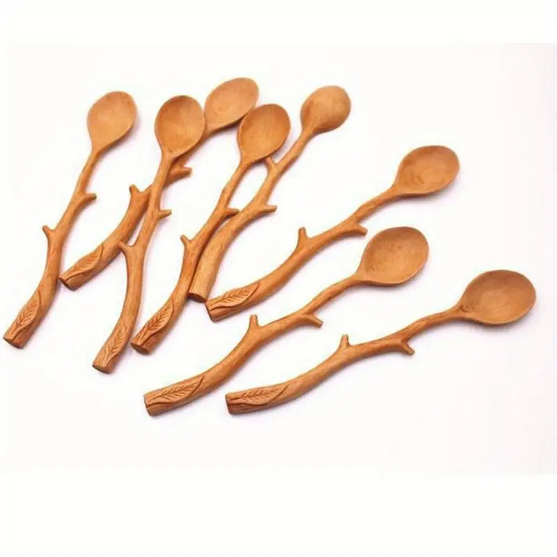 2pcs Artisan Branch Design Long Handle Coffee Stirrer Durable Stylish Tableware Addition