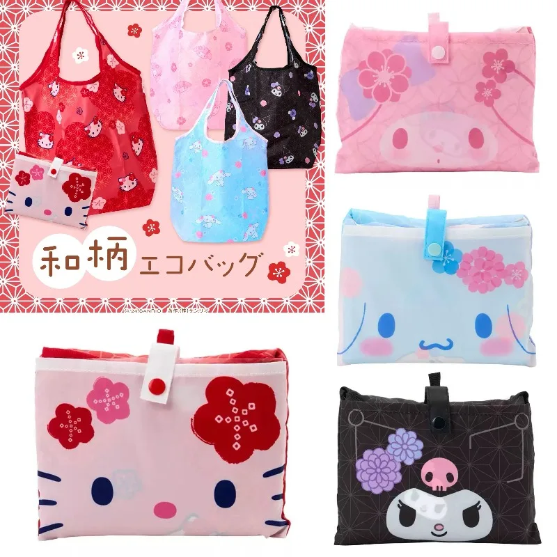 

Sanrio Sakura Japanese Eco-Friendly Tote Bag Shopping Bag Kitty Melody Kuromi Cinnamoroll Women's Shoulder Bag Casual Shopper