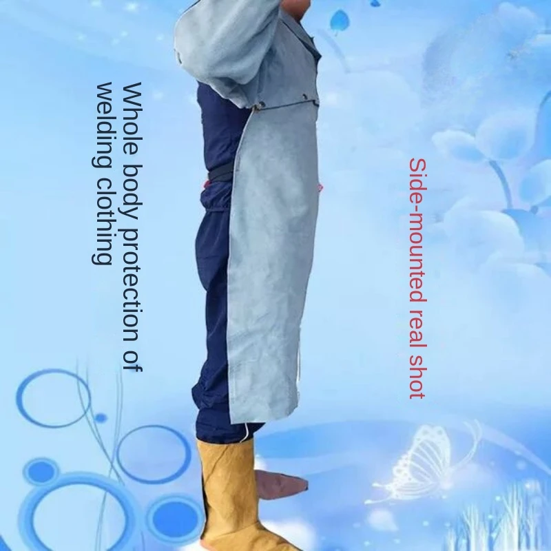 Cowhide Welder Protective Argon Arc Welding Work Clothes Reverse Wearing Apron Worker Welding Jacket Fire Retardant Clothing