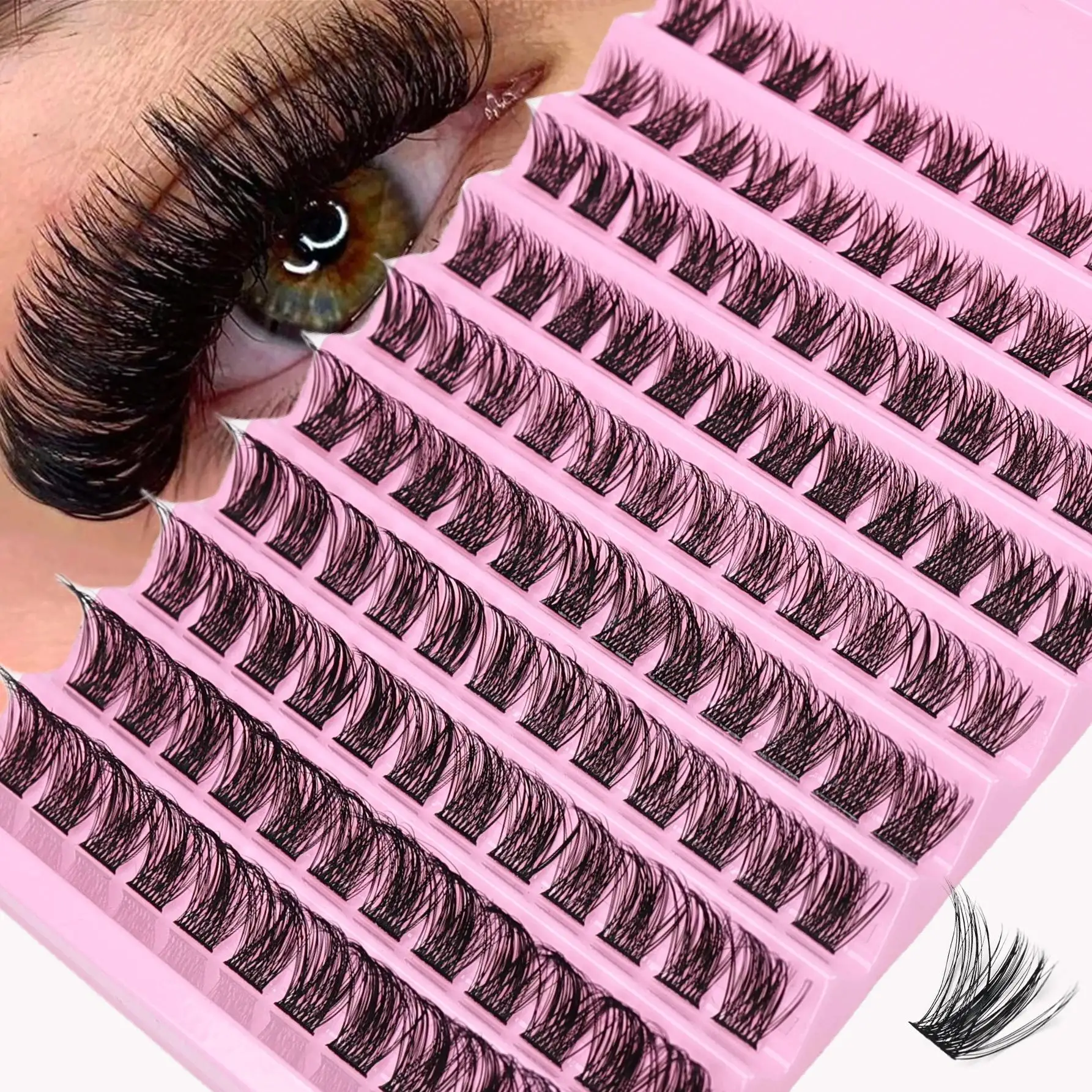 Kostengünstige 120 Stück Wimpernbüschel Wispy D-Curl 8-16mm Wiederverwendbare DIY-Produkte für Zuhause & Kleine Salons – Detail 1
