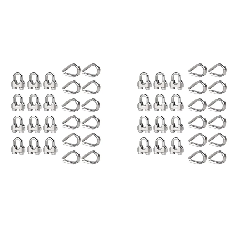 

ABMS-Hanger 1/4 Inch M6 Wire Rope Cable Clamp Thimble Cable Clamp Kit For 1/4 Inch Wire Rope Cable Thimble Rigging,24 Set