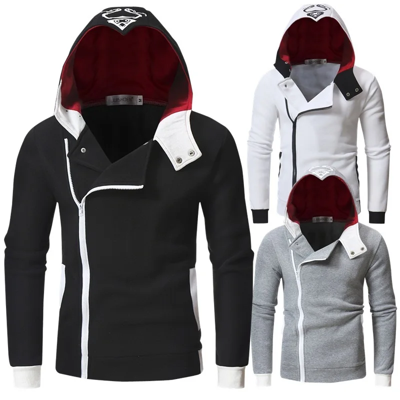 Zipper Design Hoodie Men's Casual Jacket 2024 Men's Fashion Killer Hoodie Spring and Autumn Long Sleeved Diagonal