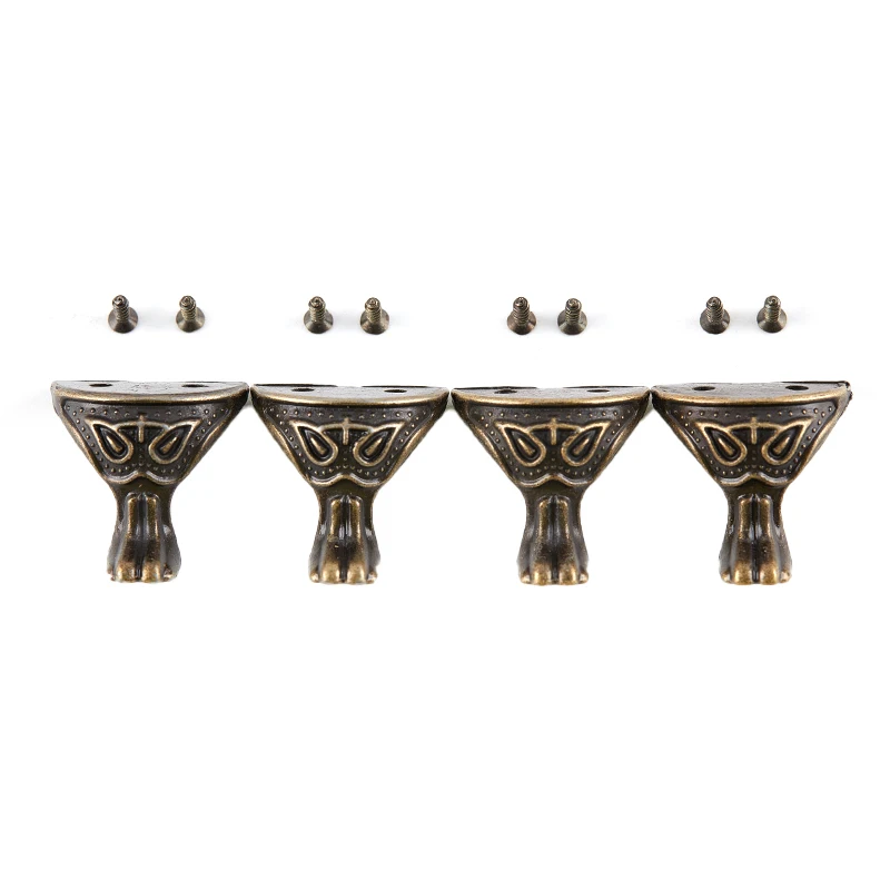 4pcs 29 * 27MM alloy foot furniture base Antique Brass Jewelry Chest Wood Box Cabinet Decorative Feet Leg Corner