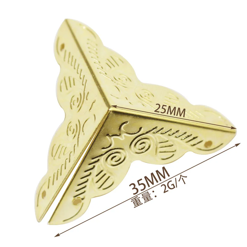 30PCS Luggage Case Box Corners Brackets For Furniture Decorative Triangle Rattan Carved Decorative Corner Protector