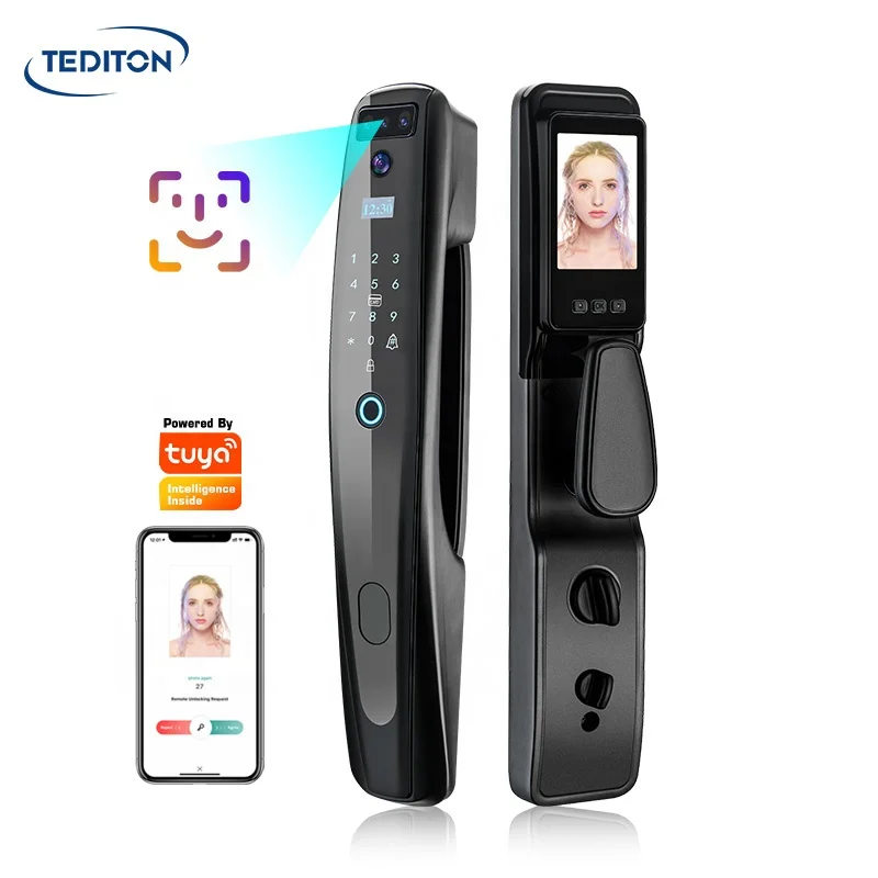 Tediton Smart 3D Face Recognition Camera Automatic Intelligent Lock Smart Lock with Tuya APP