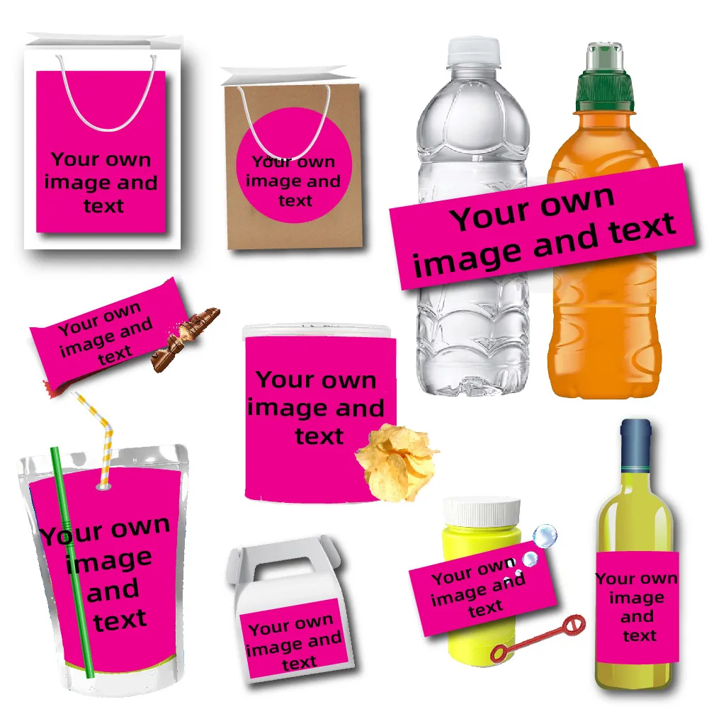 Personalised Own Image Text Logo Water Bottle Labels Juice Pouch Bag Thanks Stickers Candy Wrapper Custom Party Christmas Suppli