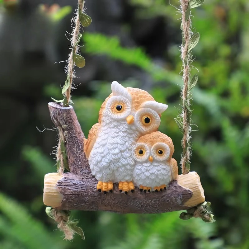 Hanging Adorable Garden Parent-child Partner Cute Animal Swinging Ornaments Outside Micro Landscape Decor