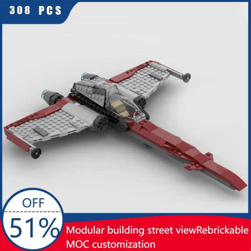 

308 Parts MOC Creative Red Warplane Technology Modular Building Blocks Model For Children DIY Assembly Display Toy Festival Gift