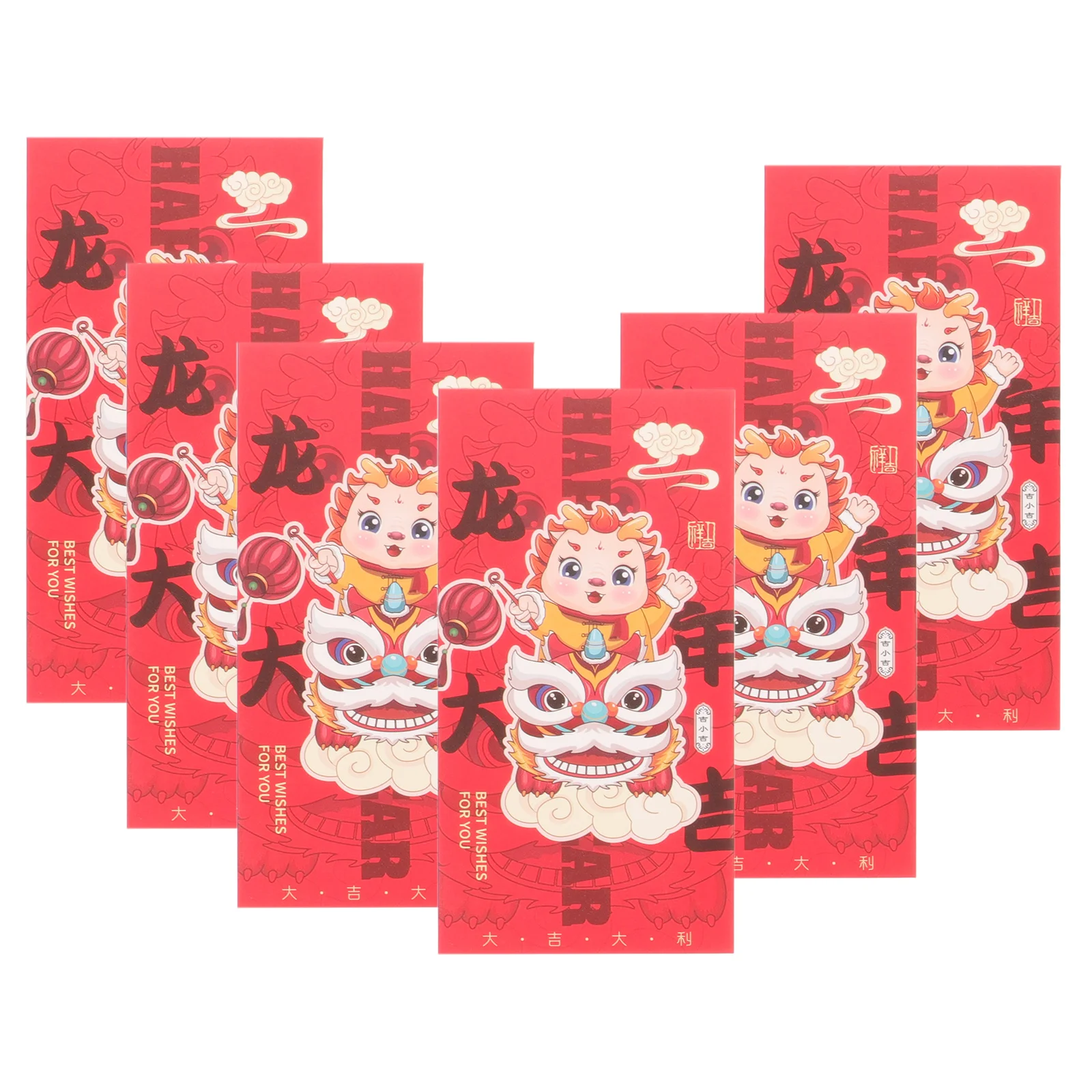 

6 шт. 2024 весенний фестиваль красные конверты с узором дракона лунный Новый год денежные пакеты китайский Новый год 2024 красные конверты