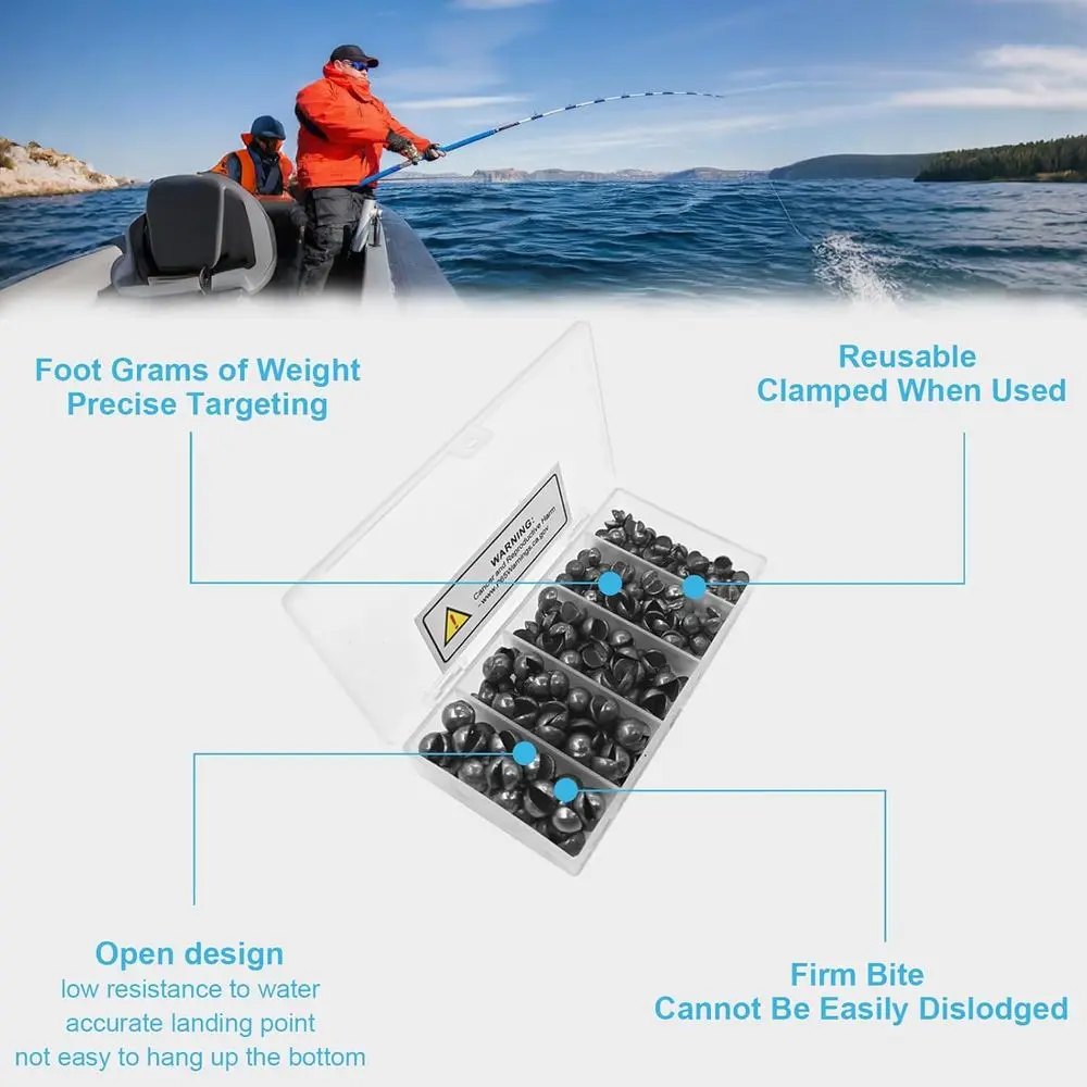 150 قطعة من حوض الصيد المقسم - أوزان صيد عالية الجودة وقابلة للإزالة، 5/6 مقاسات (0.02 أونصة-0.14 أونصة)، مناسبة للمياه الطازجة والملحة #5