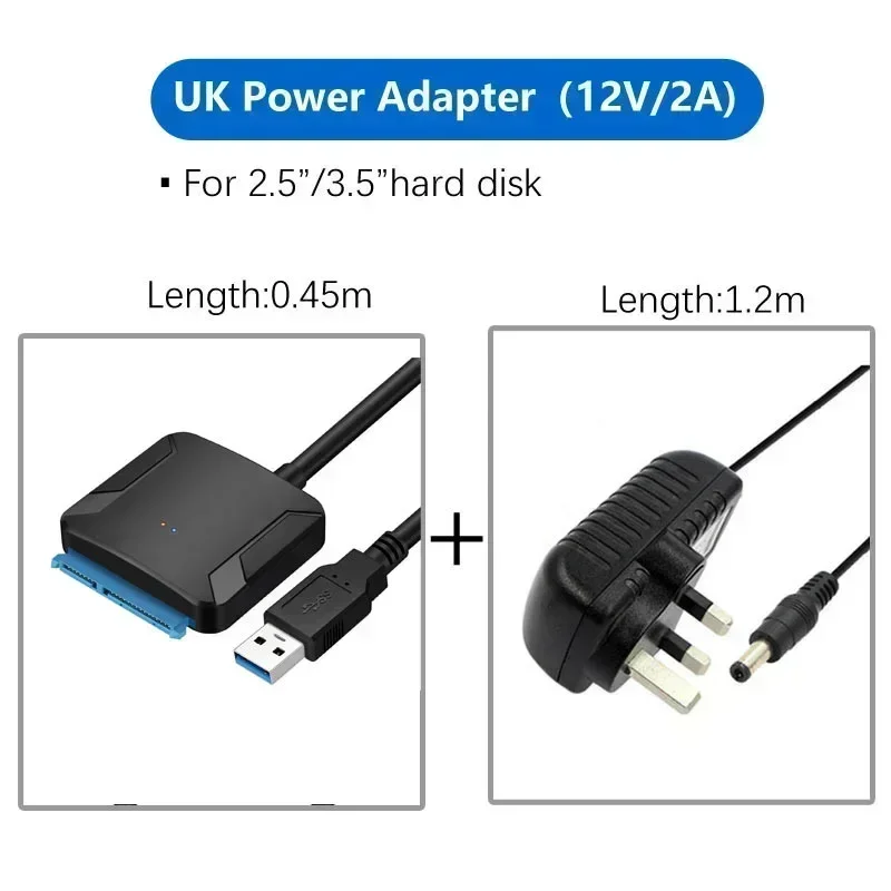 كابل محول USB 3.0 عالي السرعة إلى SATA III لكابل محول القرص الصلب 2.5 بوصة و3.5 بوصة 43 سنتيمتر