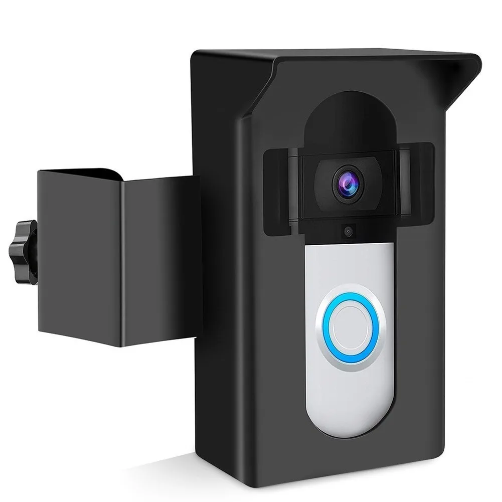 Rain Hood Equipped Metal Mount for Ring Video Doorbell Optimized for Door Edge Attachment No Drill Setup 16.5x4x7cm