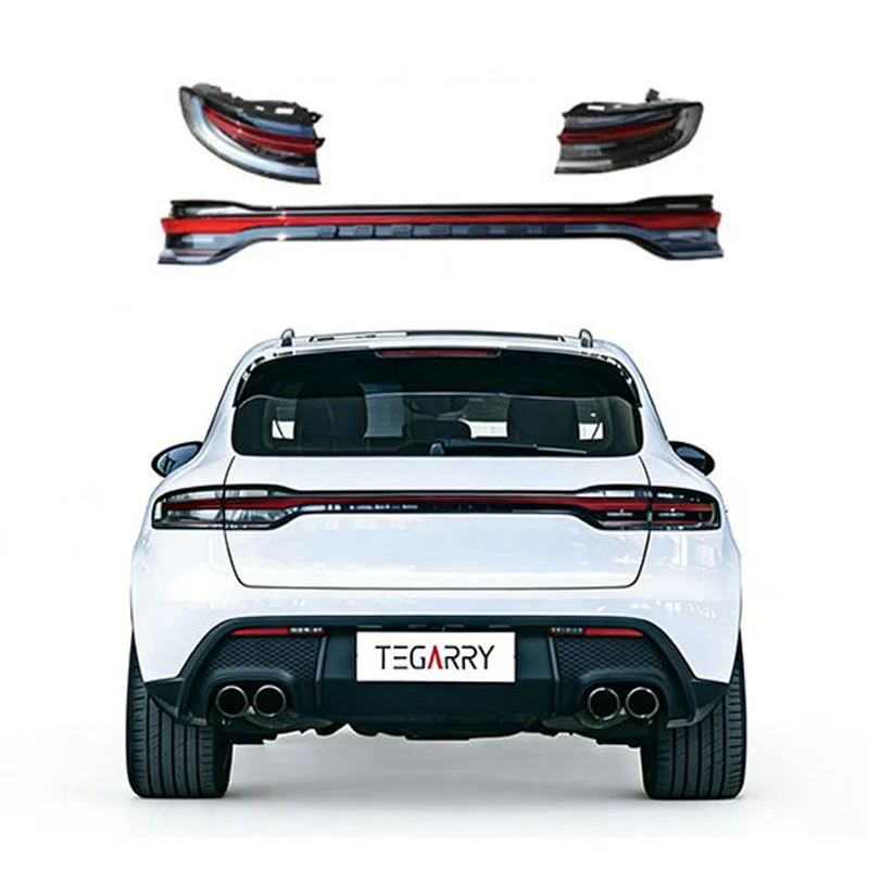 Tegarry Upgrade (2014-2017) Carbon Black Plastic LED Taillight Assembly Kit with Red Base for Porsche Macan 95B.1 JHBSJ085