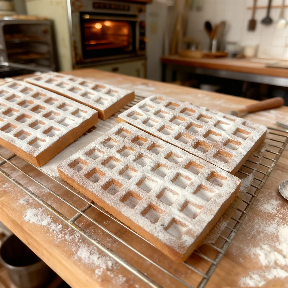 17cm Rectangular Brussels Waffles Dusting Powdered Sugar Crispy outside Model for Kitchen Baking Shop Props Cooking Accessories