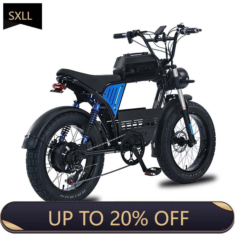 

SXLL 48V 1500W Adult MTB Electric Bicycle Steel Frame Lithium Battery 60km Range Fat Tire Mountain Hybrid Electric Bicycle