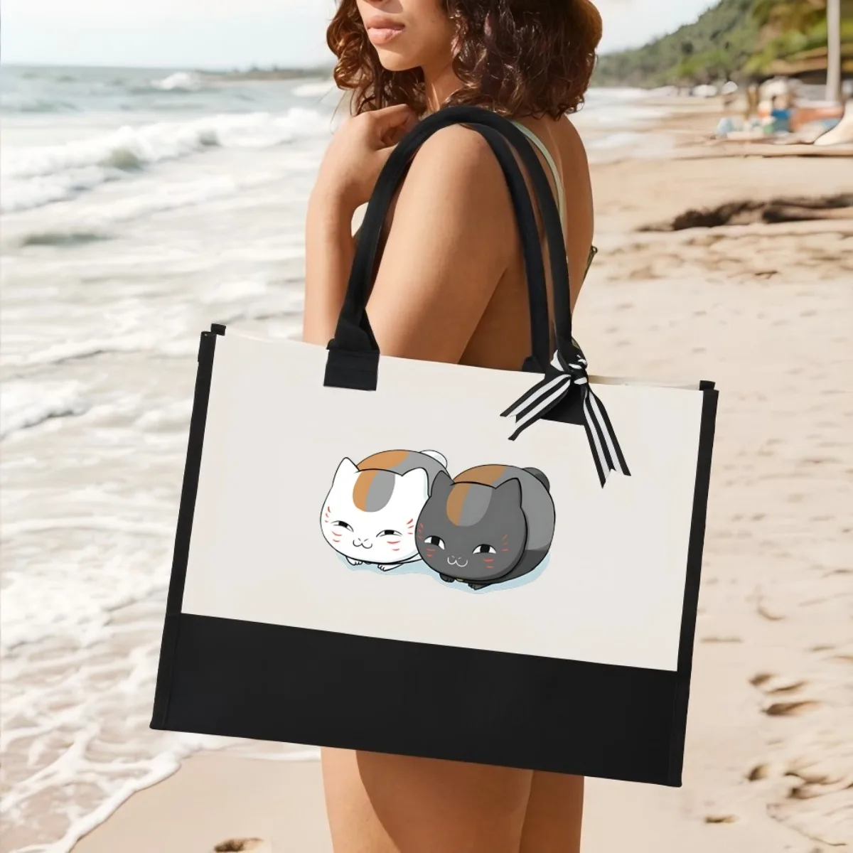 

Книга Nyanko Sensei Natsume 2026 года, Новое поступление, модная практичная просторная многоразовая большая сумка с узором, 2 тона, тяжелая