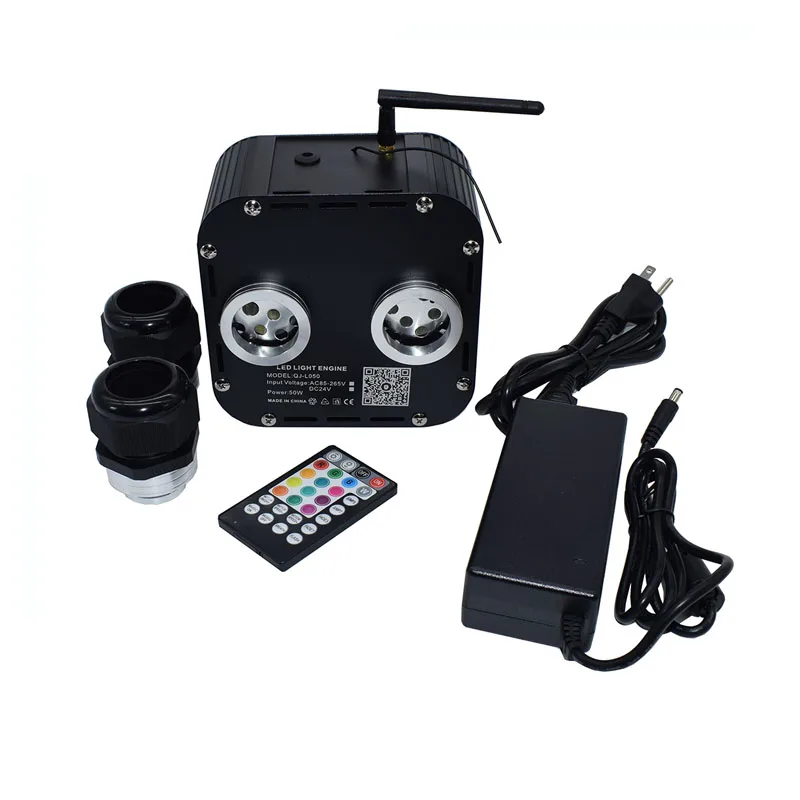 

1X APP Twinkle 50W Double Head RGBW LED Optic Fiber Light Engine For HomeHotel Restaurant Star Sky Ceiling