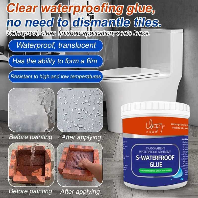 Transparent waterproof glue bathroom kitchen brick waterproof paint outside wall roof windowsill leak waterproof