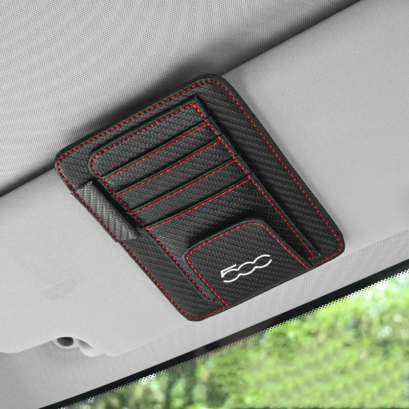 Car Sun Visor Storage Card Bag Glasses IC Card Clip Holder For Fiat 500 500L 500S 500X 500C 500E Auto Interior Accessories