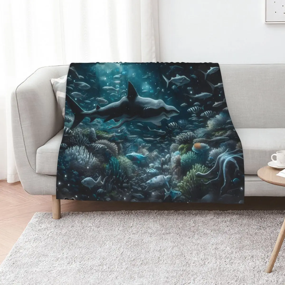 Great shark Throw Blanket Breathable Lightweight Blanket for Adults Kids