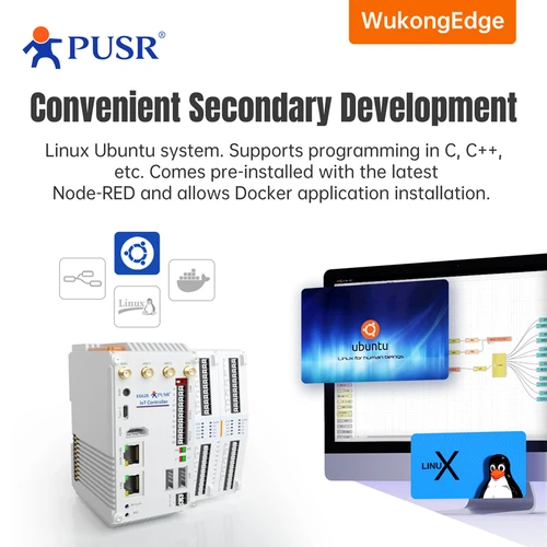 Imagen 2 del producto PUSR Industrial PC basado en ARM ordenador integrado CAT4 WiFi Ethernet Linux Edge Computing controlador IoT expandible IPC USR-EG628
