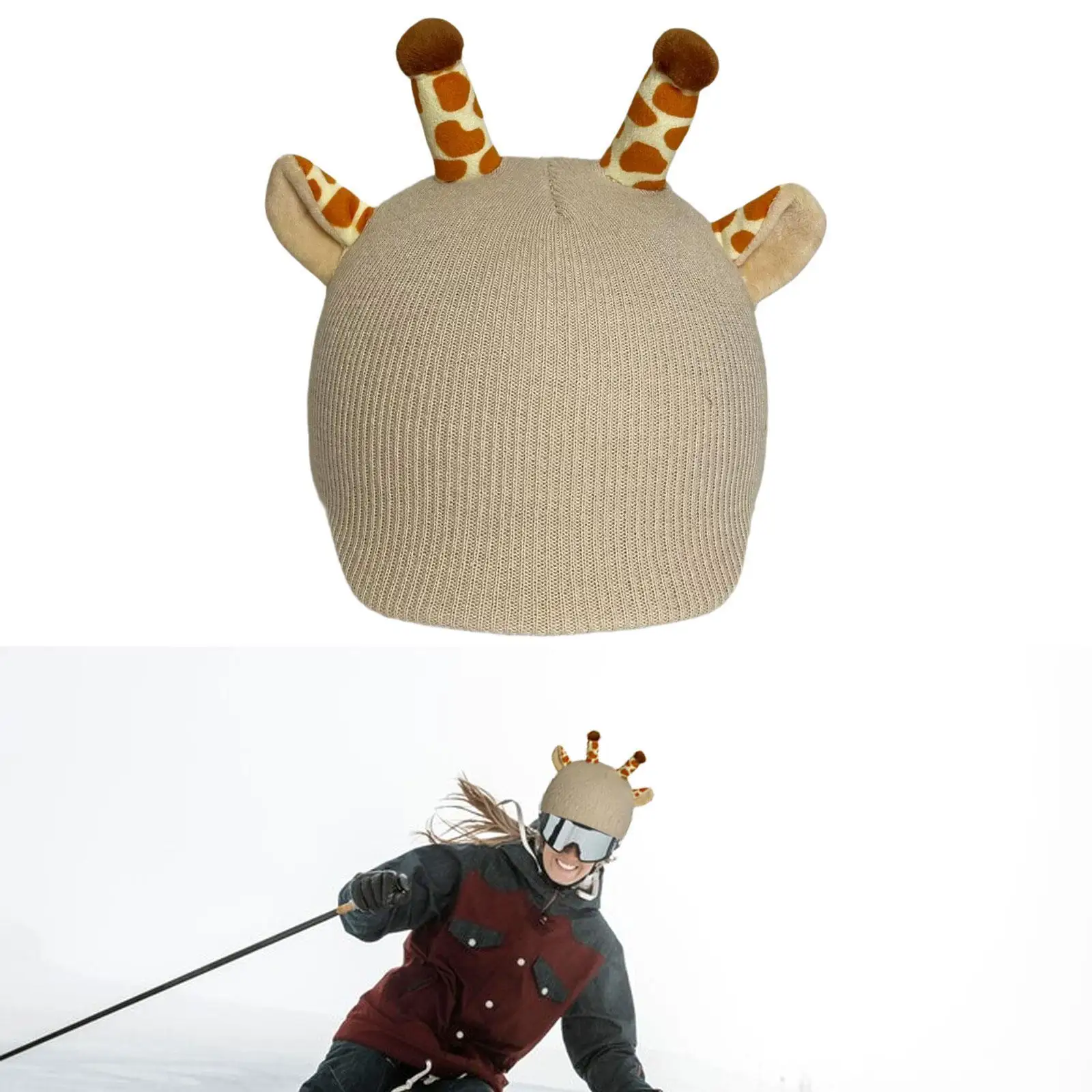 Funda para casco de esquí de nieve con jirafa, decoración para casco, gorro tejido, regalo decorativo cálido, accesorios para cascos divertidos y ligeros informales