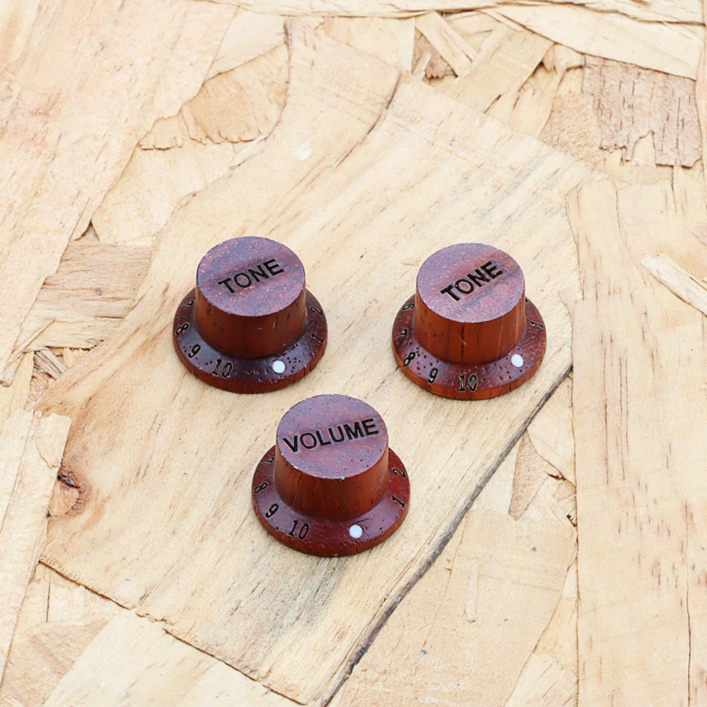 

3 Pcs Guitar Knob Wood Volume Control Electric Bass Tuner Coffee Instrument Accessories Durability Easy Install