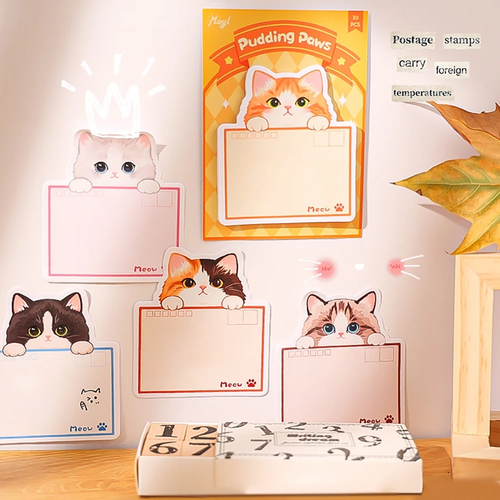 Niedliche Kleine Katzen-Haftnotizen, Selbstklebende Nachrichten, Notizblock, DIY-Notizbuch, Dekorationspapier, Schüler-Notizblock – Detail 3